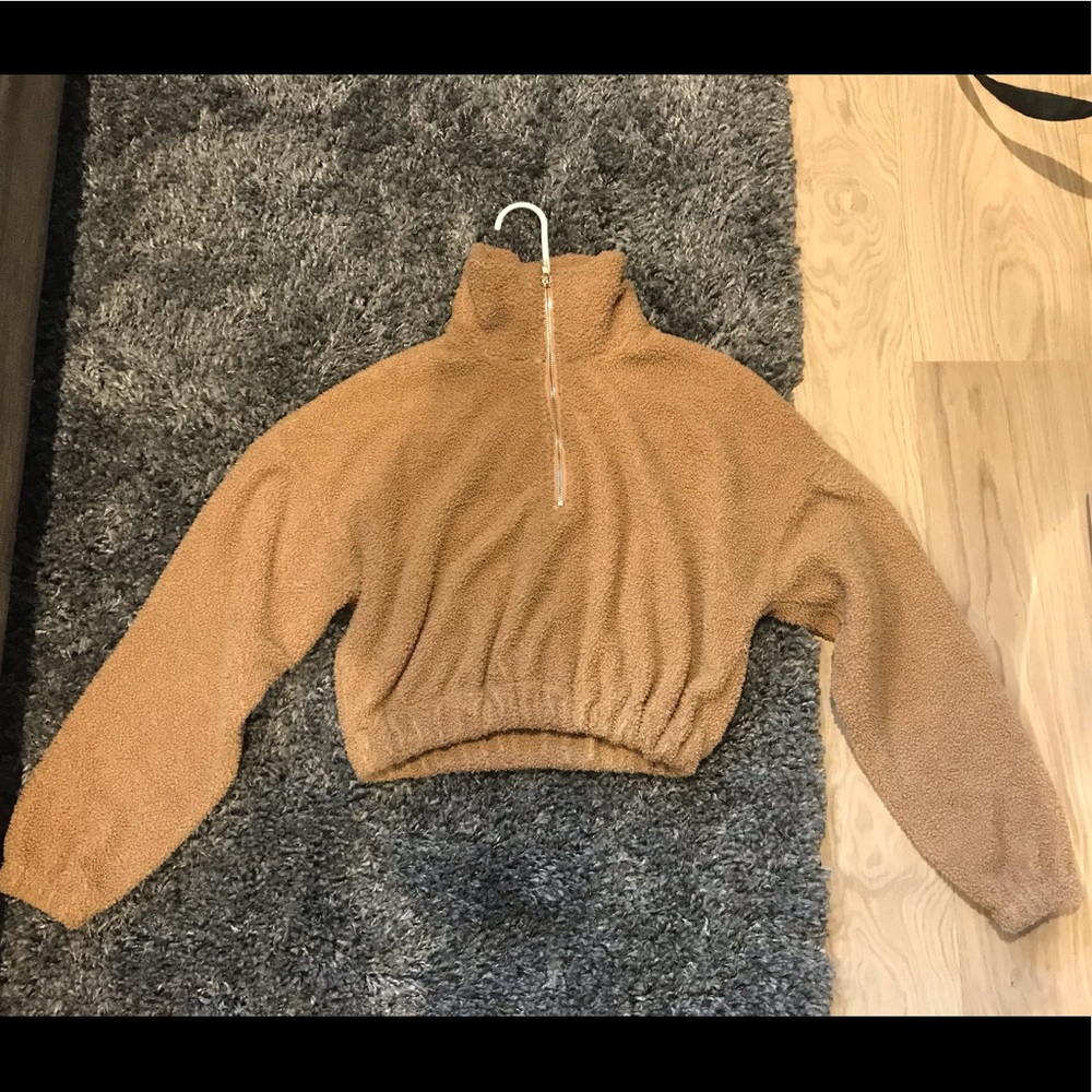 Zaful Cropped Teddy Sweater (Size S)